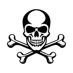 Hand drawn skull and crossbones silhouette illustration
