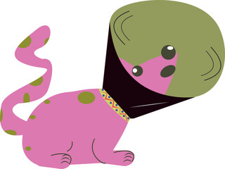 Dog in an Elizabethan Collar , Pup with a Protective Cone
, Charming Cat Illustration, Adorable Dog Illustration