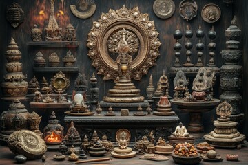 Fototapeta premium Vajra Ancient Relic Buddhism Religion Spiritual Symbol