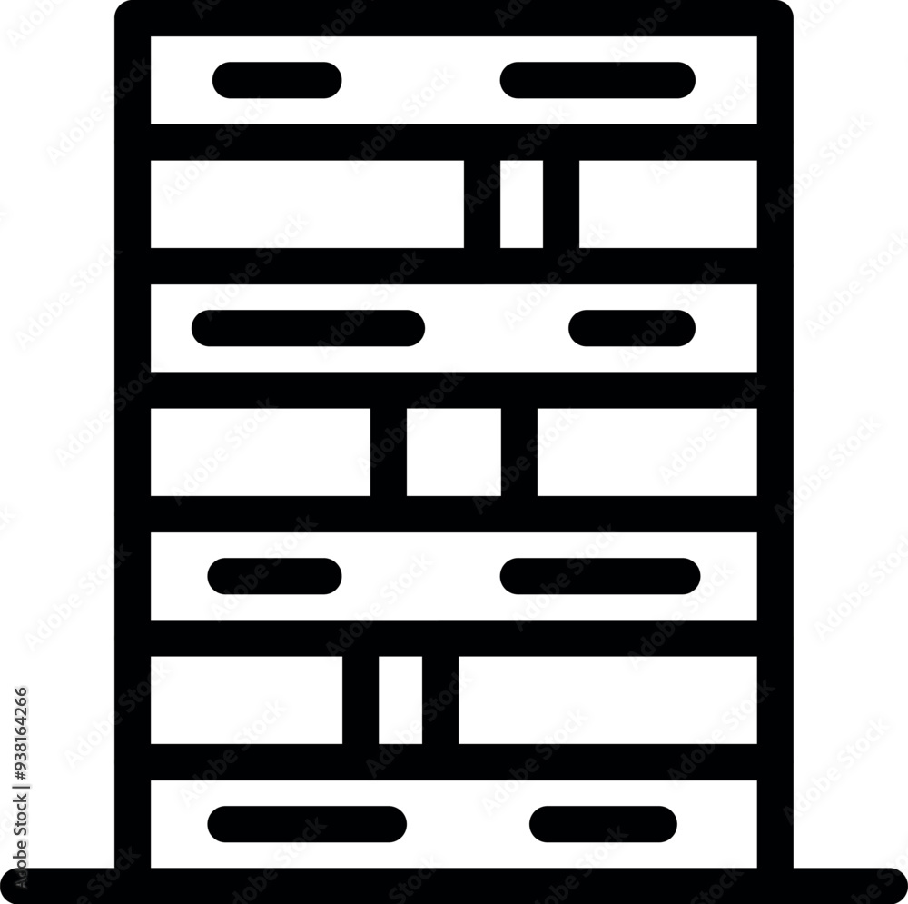 Poster simple vector icon representing a server rack, suitable for big data or hosting concepts