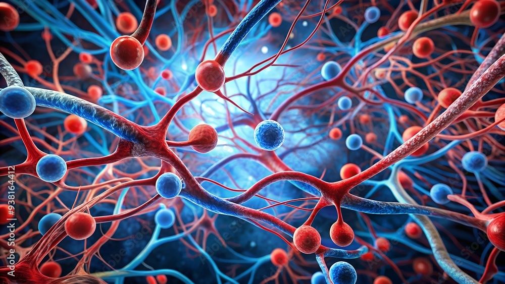 Poster intricate neural network: a mesmerizing digital illustration of a complex neural network, showcasing