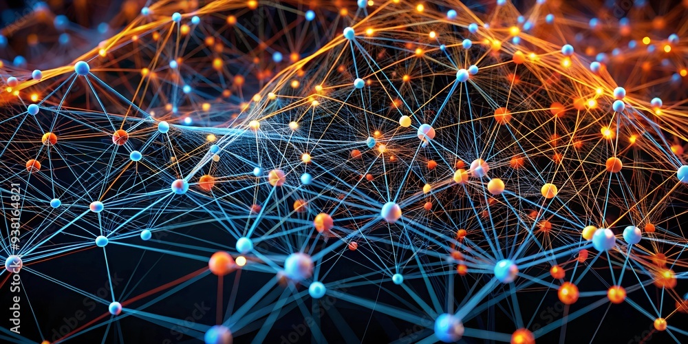 Poster neural network symphony: a vibrant 3d rendering of interconnected neurons firing, symbolizing the co