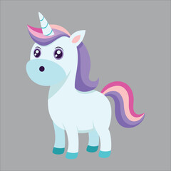 Naklejka premium Cute Unicorn Surprised Cartoon Vector Icon Illustration 