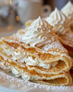 Gourmet Patisserie &ndash; Krumkake whipped cream with white whipped cream filling