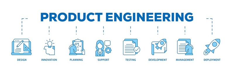 Product icon infographic illustration concept with icon of innovation, objective, service, efficiency, delivery, quality and price icon png and easy to edit 