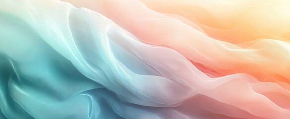 Obraz premium Graceful Banner with Delicate Mist Spreading Over Pastel Gradient Background for a Calming Visual.