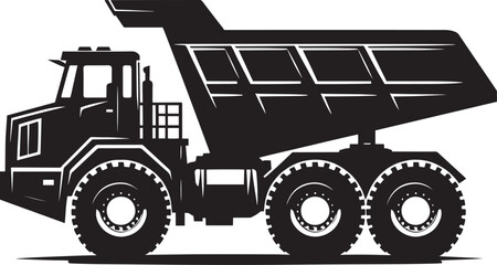 Dump Truck silhouette vector illustration isolated on a white background