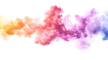Fototapeta premium Smoke Bomb Explosion: A burst of colorful smoke from a smoke bomb, with plumes billowing out on a crisp white background. 