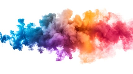Fototapeta premium Smoke Bomb Explosion: A burst of colorful smoke from a smoke bomb, with plumes billowing out on a crisp white background. 