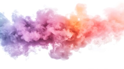 Smoke Bomb Explosion: A burst of colorful smoke from a smoke bomb, with plumes billowing out on a crisp white background.
