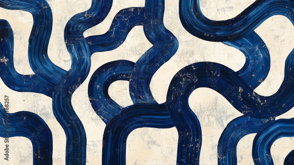Aufkleber abstract blue wave pattern on textured background with varying line thickness