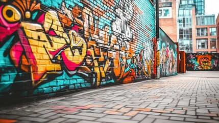Fototapeta premium Wall with graffiti. Urban style.
