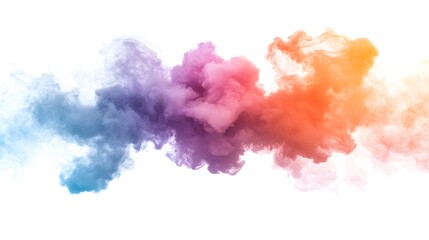Smoke Bomb Explosion: A burst of colorful smoke from a smoke bomb, with plumes billowing out on a crisp white background.
