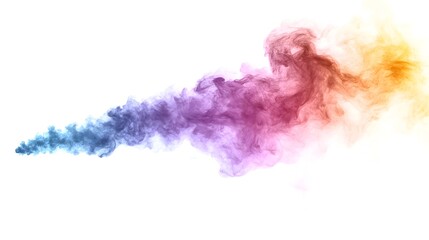 Fototapeta premium Smoke Bomb Explosion: A burst of colorful smoke from a smoke bomb, with plumes billowing out on a crisp white background. 
