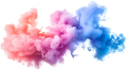 Fototapeta premium Smoke Bomb Explosion: A burst of colorful smoke from a smoke bomb, with plumes billowing out on a crisp white background. 