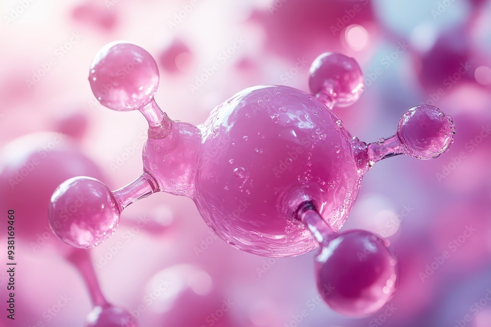 Poster pink molecular structure: a mesmerizing close-up of a pink molecular structure, showcasing its intri
