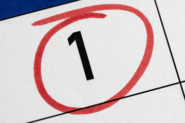 First number on calendar is circled with red marker.