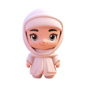 3d render of cute moeslem isolated on transparent background