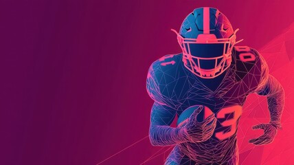 Dynamic illustration of a football player in motion against a vibrant background, showcasing athleticism and excitement.