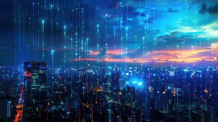 Illuminating the Future. Smart city digital transformation development concept