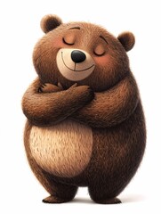 Cute cartoon bear with closed eyes.