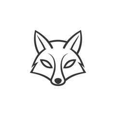 Black and White Line Art Illustration of a Fox Head