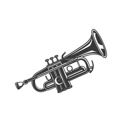 Naklejka premium Black and White Illustration of a Trumpet