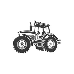 Obraz premium Black and White Illustration of a Tractor