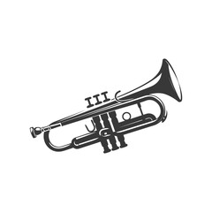 Naklejka premium Black and White Illustration of a Trumpet
