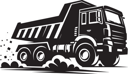 Dump Truck silhouette vector illustration isolated on a white background