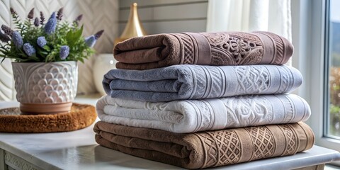 towels in a bathroom