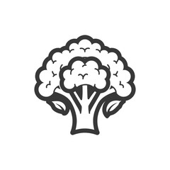 Black and white line art illustration of a broccoli