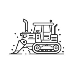 Naklejka premium Black and White Line Art Illustration of a Bulldozer