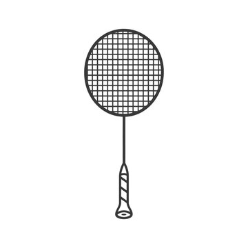 recommend clip art: Black and White Line Art Illustration of a Badminton Racquet