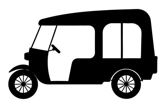 recommend clip art: Silhouette of a Rickshaw, Iconic Three-Wheeled Structure with Distinct Canopy