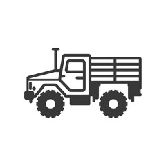Obraz premium Black and White Line Art Illustration of a Flatbed Truck