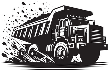 Dump Truck silhouette vector illustration isolated on a white background