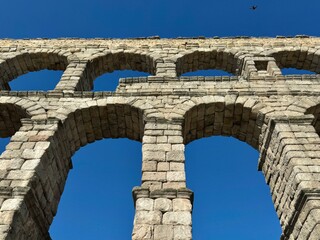 Obraz premium The well preserved Roman Aqueduct of Segovia built around 50 BC is still working in Segovia, Spain