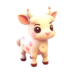 3d render of cute goat isolated on transparent background