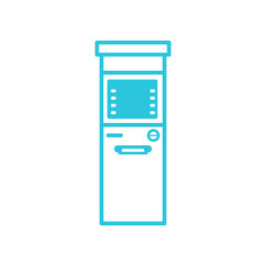 Outdoor atm kiosk. Isolated on white background. From blue icon set.