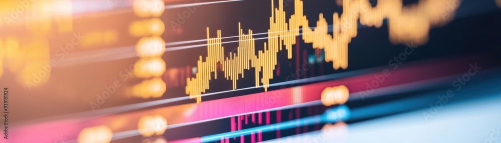 Aufkleber dynamic stock market chart displaying fluctuations in financial data with vibrant colors and modern 