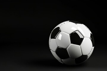 Fototapeta premium Black background with a soccer ball in focus
