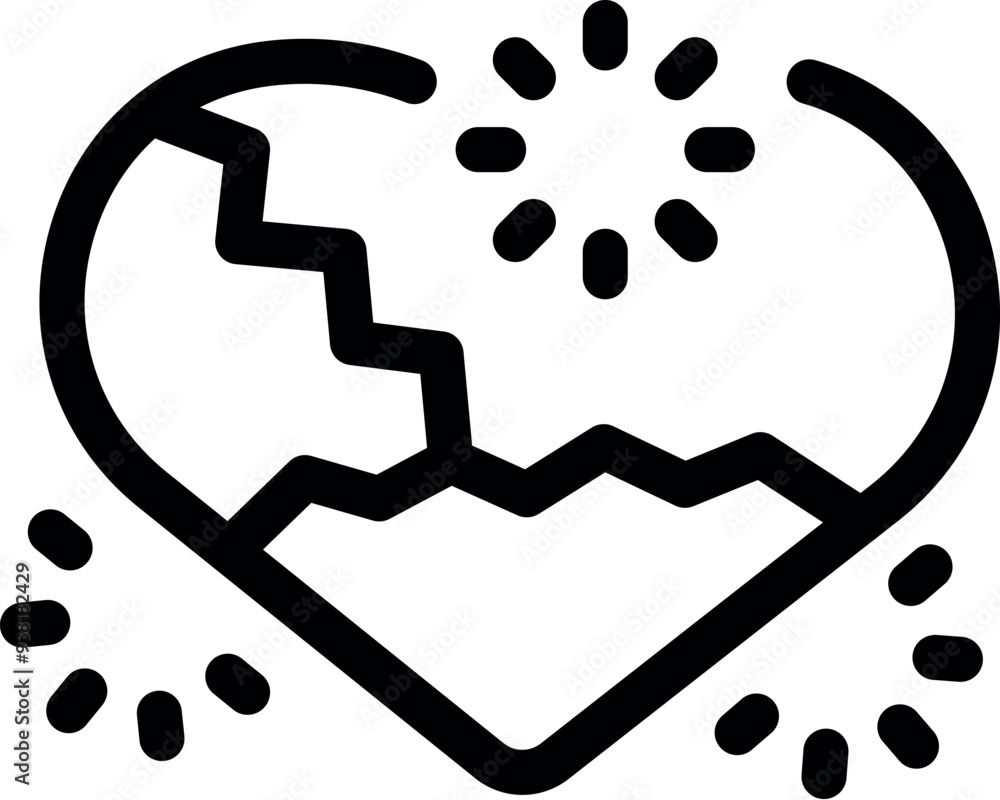 Poster broken heart being repaired with loading symbol representing healing process