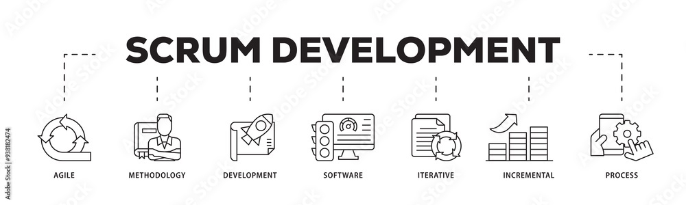 Aufkleber scrum development icon infographic illustration concept with icon of agile, methodology, development
