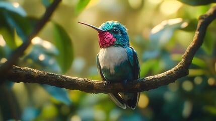 Obraz premium Bee Hummingbird Bird in Nature, Realistic Photo, Background for, Wallpaper, Cover and Screen of Smartphone, Cell Phone, Computer, Laptop, 9:16 and 16:9 Format