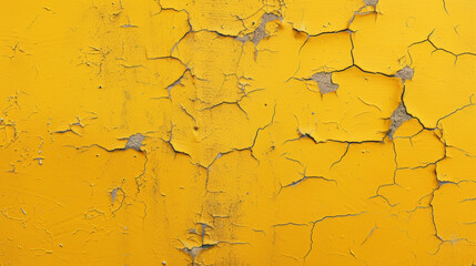Obraz premium Cracked yellow paint texture with distressed appearance, evoking sense of age and wear.