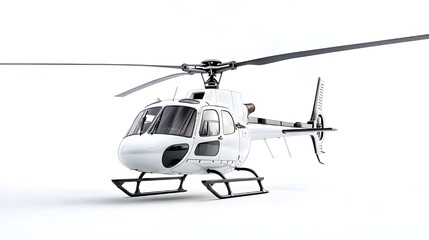 White helicopter isolated on white background, detailed photo, png. 