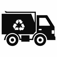 Recycling truck  Black silhouette