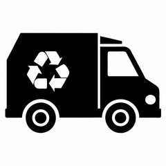 Recycling truck  Black silhouette