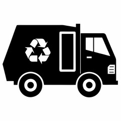 Recycling truck  Black silhouette